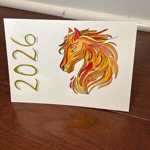 2026 Chinese new year Horse watercolor Art Card